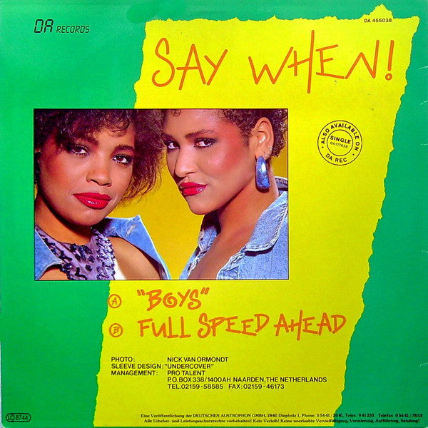 Say When! - Boys