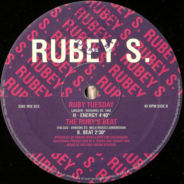 Rubey S. - Ruby Tuesday (Remix '93)