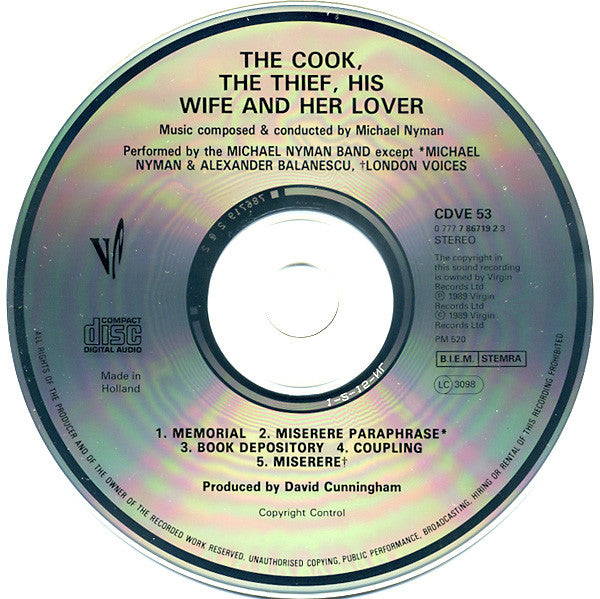 Michael Nyman - The Michael Nyman Band - The Cook, The Thief, His Wife And Her Lover (Soundtrack To The Film By Peter Greenaway)