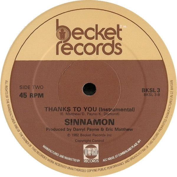 Sinnamon - Thanks To You