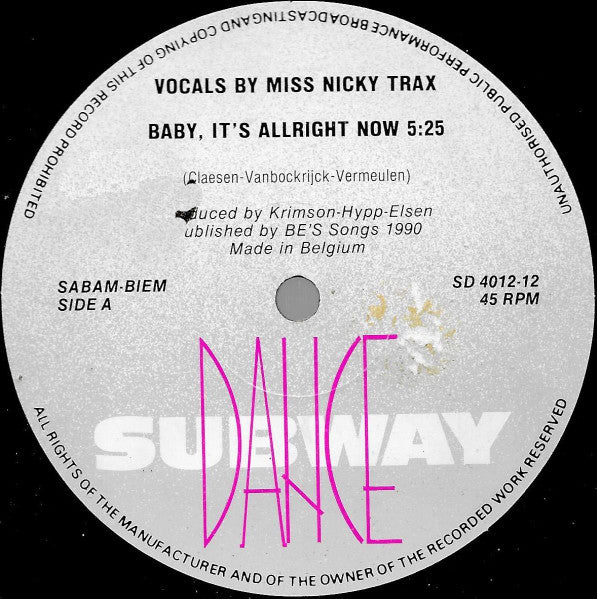 Miss Nicky Trax - Baby, It's Allright Now