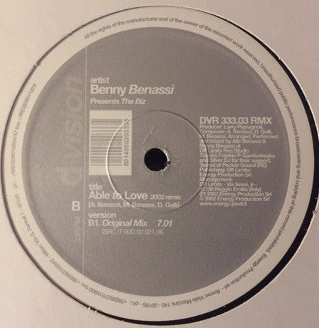 Benny Benassi Presents The Biz (5) - Able To Love (2003 Remix)