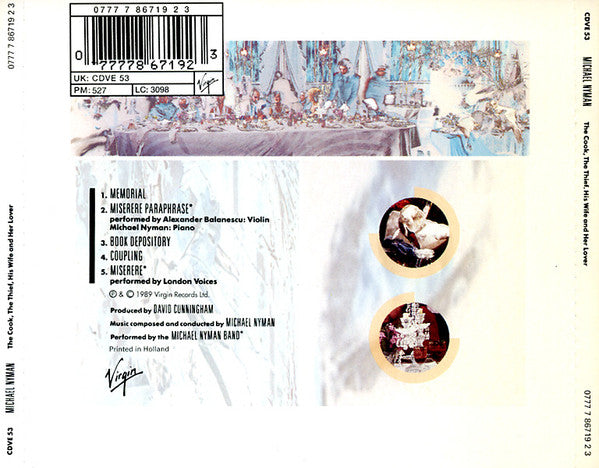 Michael Nyman - The Michael Nyman Band - The Cook, The Thief, His Wife And Her Lover (Soundtrack To The Film By Peter Greenaway)