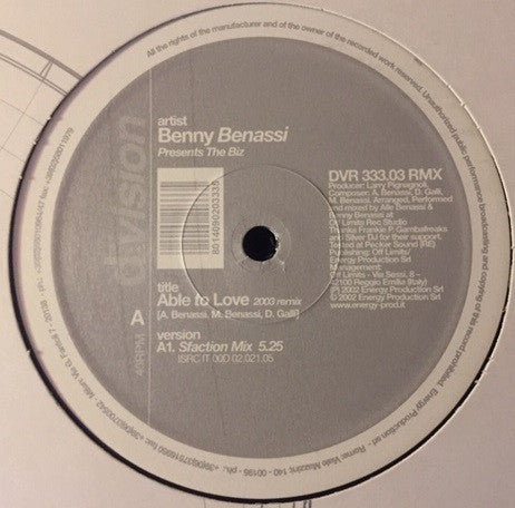 Benny Benassi Presents The Biz (5) - Able To Love (2003 Remix)