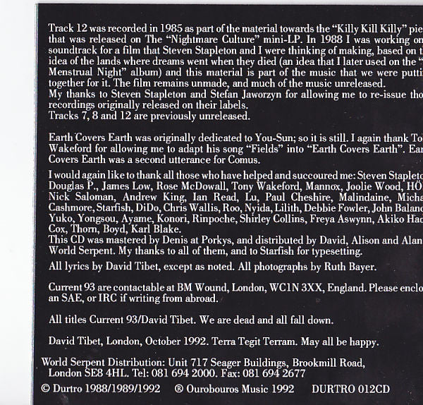 Current 93 - Earth Covers Earth