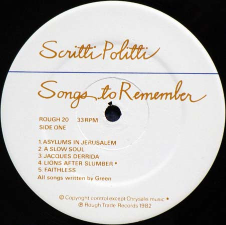 Scritti Politti - Songs To Remember