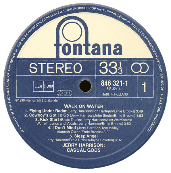 Jerry Harrison: Casual Gods - Walk On Water
