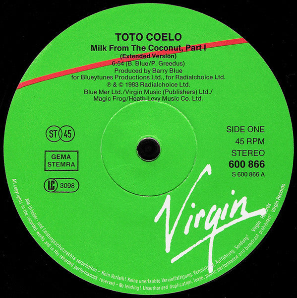 Toto Coelo - Milk From The Coconut (Extended Dance Mix)