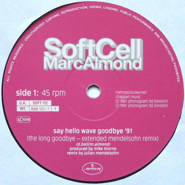 Soft Cell, Marc Almond - Say Hello Wave Goodbye '91