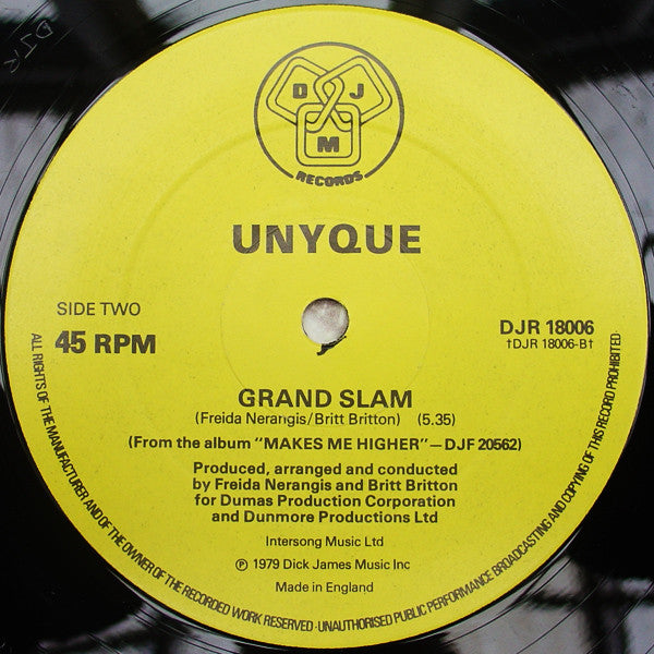 Unyque - Keep On Making Me High / Grand Slam