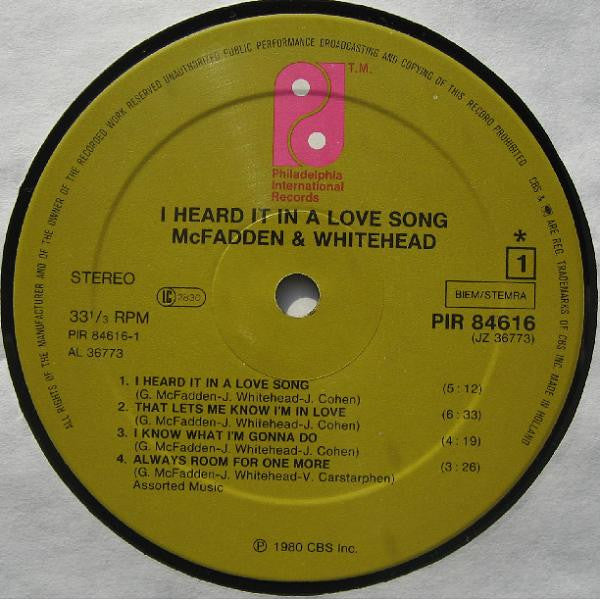McFadden & Whitehead - I Heard It In A Love Song
