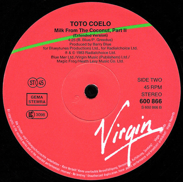 Toto Coelo - Milk From The Coconut (Extended Dance Mix)