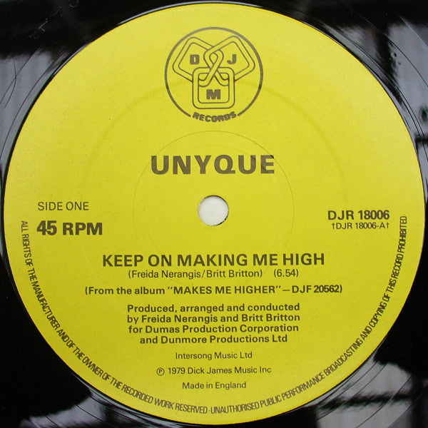 Unyque - Keep On Making Me High / Grand Slam