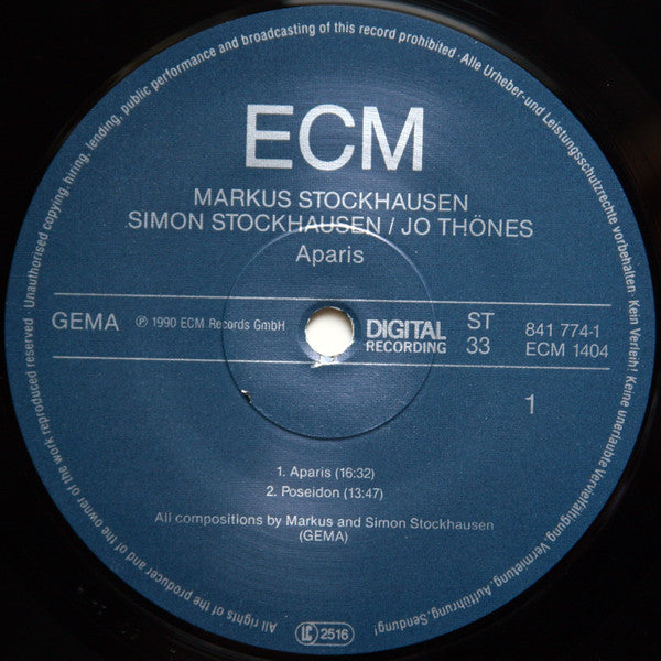 Markus Stockhausen / Simon Stockhausen / Jo Thönes - Aparis