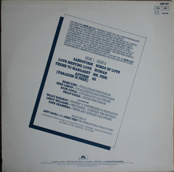 Level 42 - The Early Tapes · July/Aug 1980