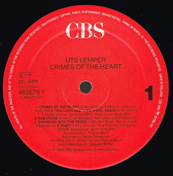 Ute Lemper - Crimes Of The Heart