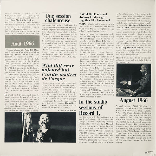 Johnny Hodges & Wild Bill Davis - Johnny Hodges And Wild Bill Davis (Volume 1 - 2 / 1965 - 1966)