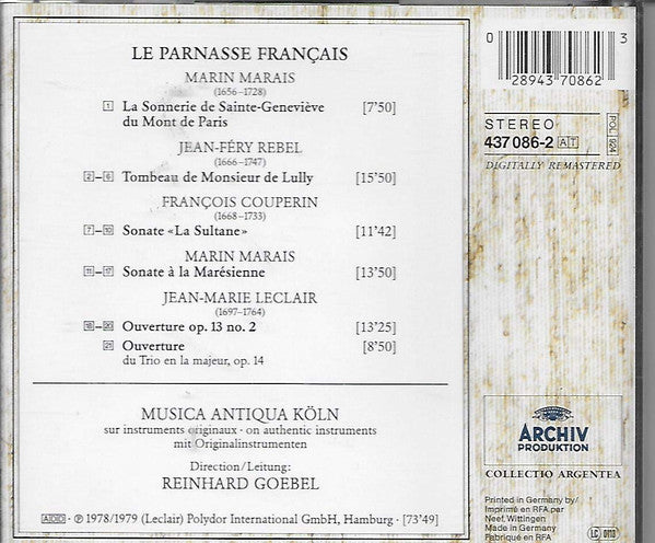 Marin Marais ∙ Jean-Féry Rebel ∙ François Couperin ∙ Jean-Marie Leclair - Musica Antiqua Köln ∙ Reinhard Goebel - Le Parnasse Français