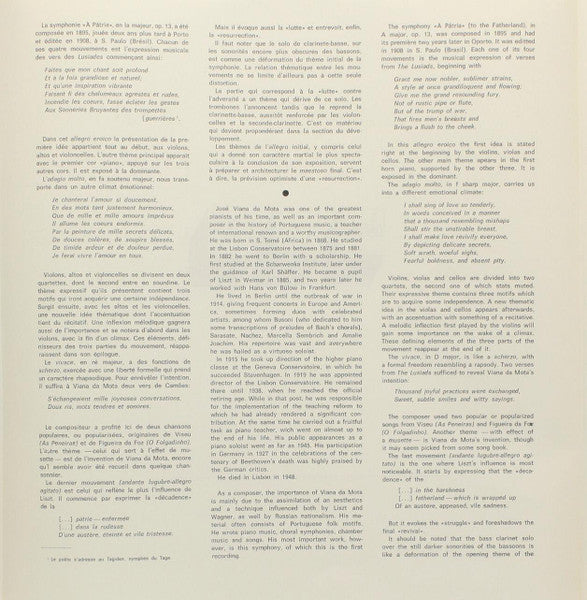 José Viana da Mota / Orquestra Sinfónica da RDP, Silva Pereira, Vasco Barbosa - Sinfonia Em Lá Maior - Opus 13 "À Pátria"
