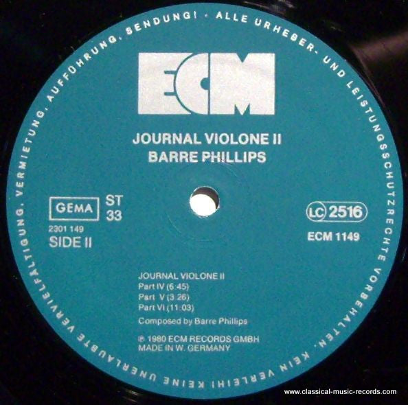 Barre Phillips - Journal Violone II