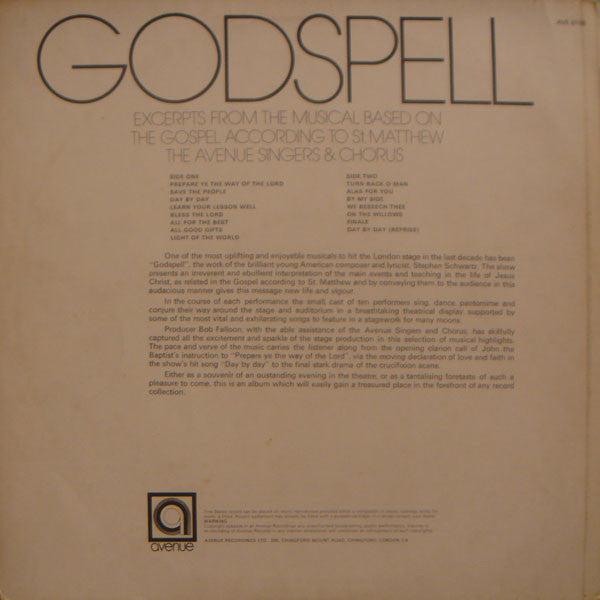 Avenue Singers And Chorus - Godspell