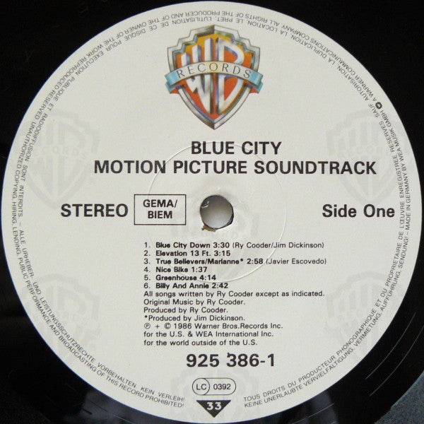 Ry Cooder - Blue City (Motion Picture Soundtrack)