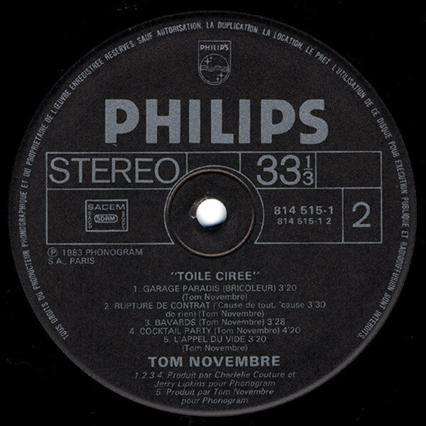Tom Novembre - Toile Cirée