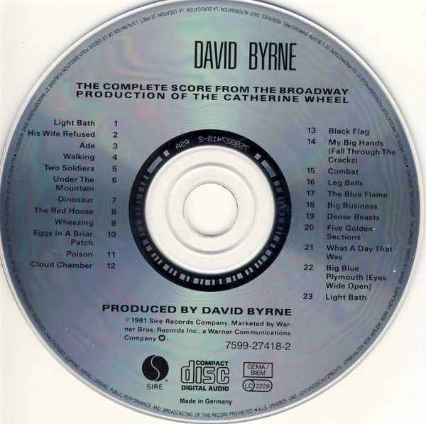 David Byrne - The Complete Score From The Broadway Production Of "The Catherine Wheel"