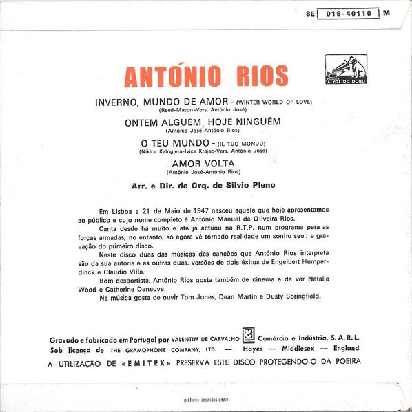 António Rios - Inverno, Mundo De Amor / O Teu Mundo