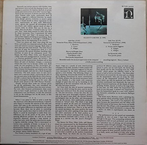 Elliott Carter - Sonata For Flute, Oboe, Cello & Harpsichord / Sonata For Cello & Piano