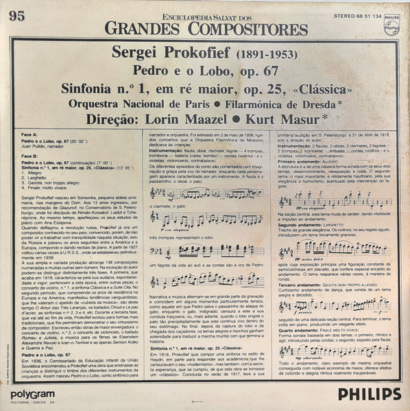Sergei Prokofiev - Orchestre De Paris, Dresdner Philharmonie, Lorin Maazel, Kurt Masur - Pedro E O Lobo, Op. 67 / Sinfonia N.º 1, Em Ré Maior, Op. 25, «Clássica»