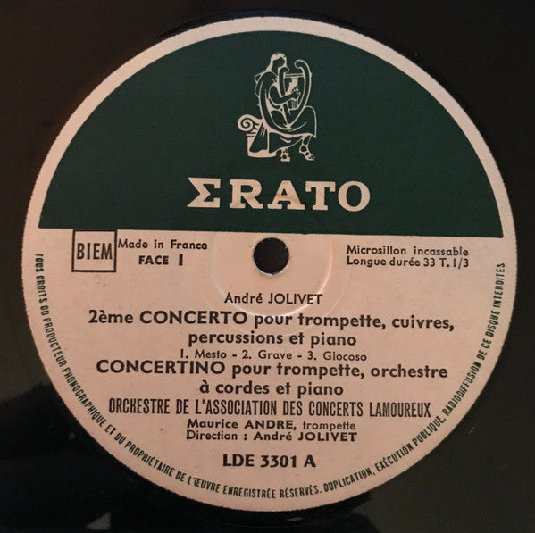 André Jolivet, Maurice André, André Navarra, Orchestre Des Concerts Lamoureux - 2 Concertos Pour Trompette - Concerto Pour Violoncelle