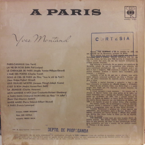 Yves Montand - A Paris