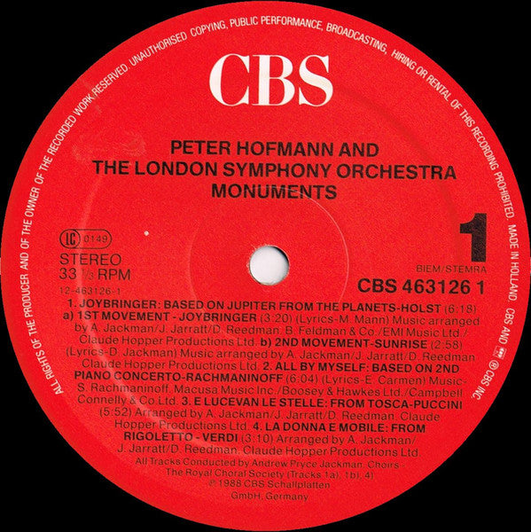 Peter Hofmann & London Symphony Orchestra - Monuments