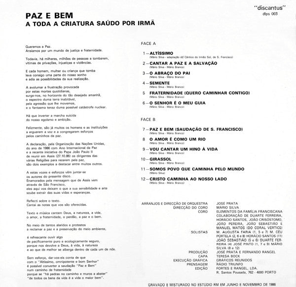 Mário Silva (3) - Paz E Bem - A Toda A Criatura Saúdo Por Irmã