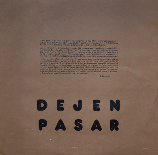Joaquín Carbonell - Dejen Pasar