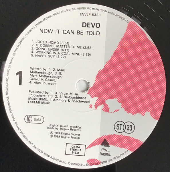 Devo - Now It Can Be Told (Devo At The Palace 12/9/88)