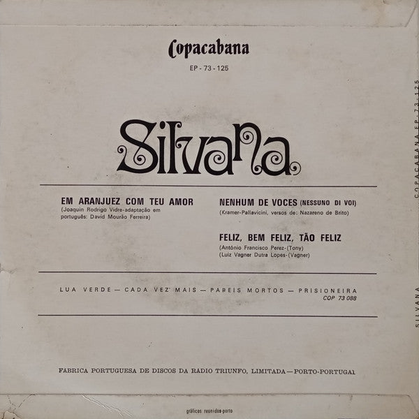 Silvana (4) - Em Aranjuez Com Teu Amor / Nenhum de Voces (Nessuno di Voi) / Feliz, Bem Feliz, Tão Feliz