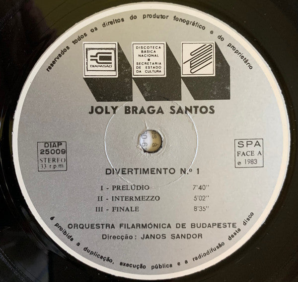 Joly Braga Santos, Ana Bela Chaves, The Budapest Philharmonic Orchestra, Janos Sandor - Divertimento N.º 1 / Concerto Para Violeta E Orquestra