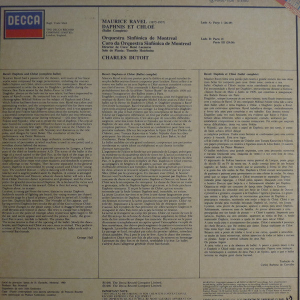 Maurice Ravel, Chœur De L'Orchestre Symphonique De Montréal Et Orchestre Symphonique De Montréal, Charles Dutoit - Daphnis Et Chloé