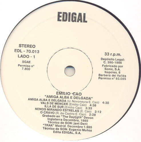 Emilio Cao - Amiga Alba E Delgada
