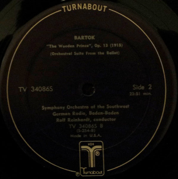 Béla Bartók, Südwestfunkorchester Baden-Baden, Rolf Reinhardt - The Miraculous Mandarin / The Wooden Prince