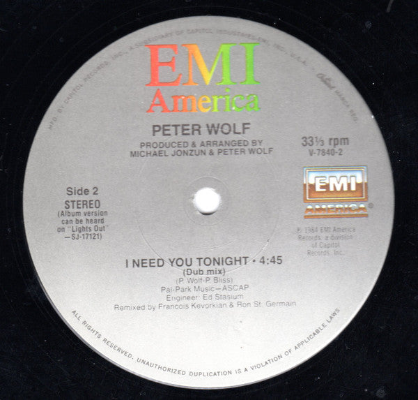 Peter Wolf - I Need You Tonight
