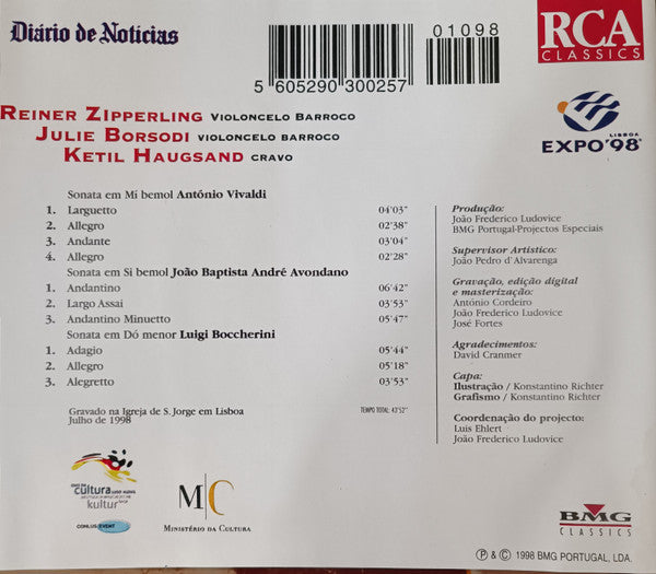 Antonio Vivaldi / João Baptista André Avondano / Luigi Boccherini - Rainer Zipperling, Julie Borsodi, Ketil Haugsand - Sonatas Para Violino