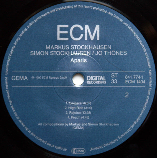 Markus Stockhausen / Simon Stockhausen / Jo Thönes - Aparis