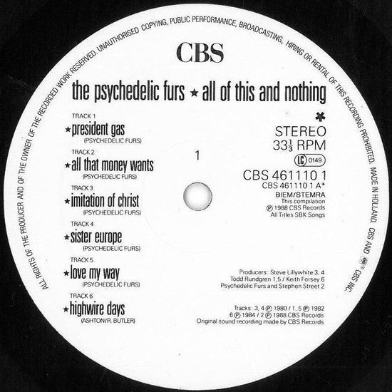 The Psychedelic Furs - All Of This And Nothing