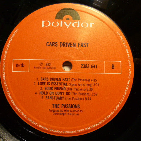 The Passions - Sanctuary / Cars Driven Fast