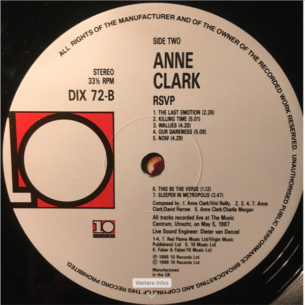 Anne Clark - R.S.V.P.