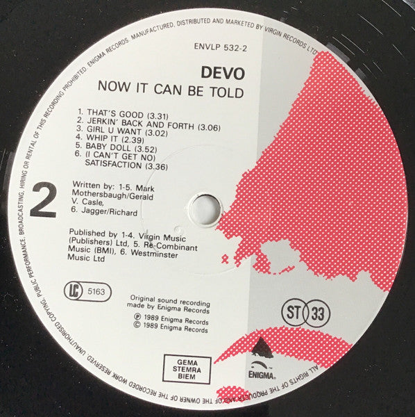 Devo - Now It Can Be Told (Devo At The Palace 12/9/88)