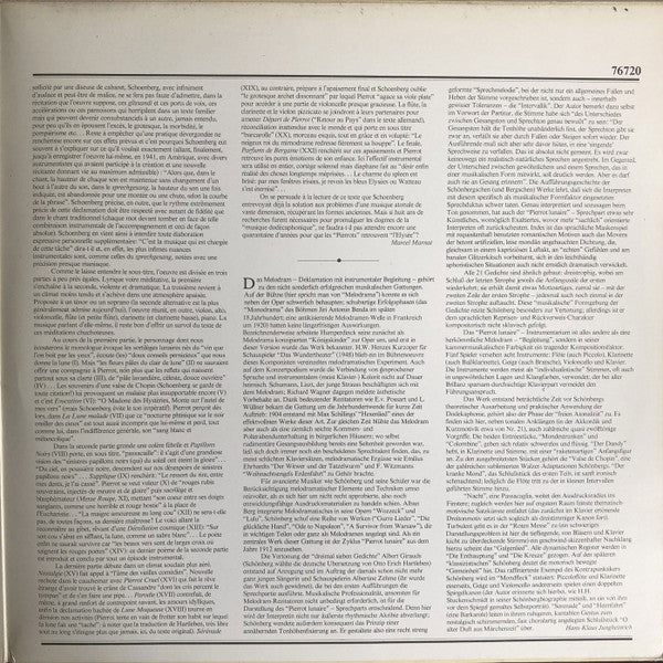 Arnold Schoenberg, Pierre Boulez, Pinchas Zukerman, Lynn Harrell, Michel Debost, Antony Pay, Daniel Barenboim, Yvonne Minton - Pierrot Lunaire